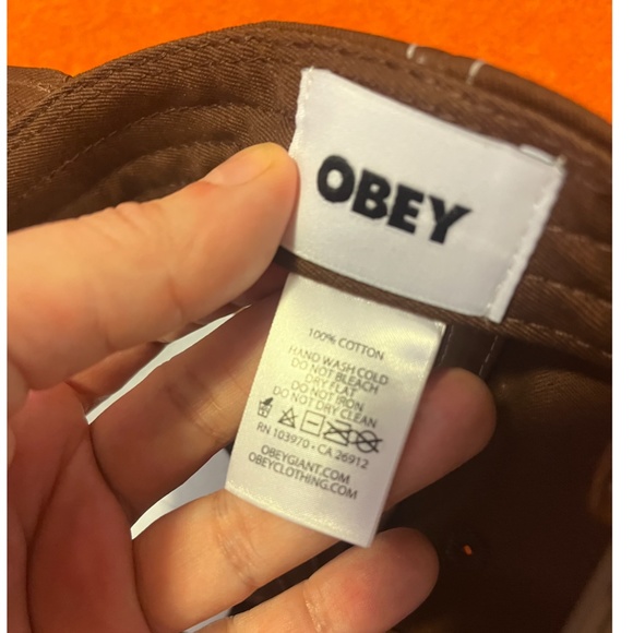 Obey brown 100% cotton small logo topstitched cap NWT - Picture 7 of 9